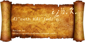 Éreth Kálmán névjegykártya